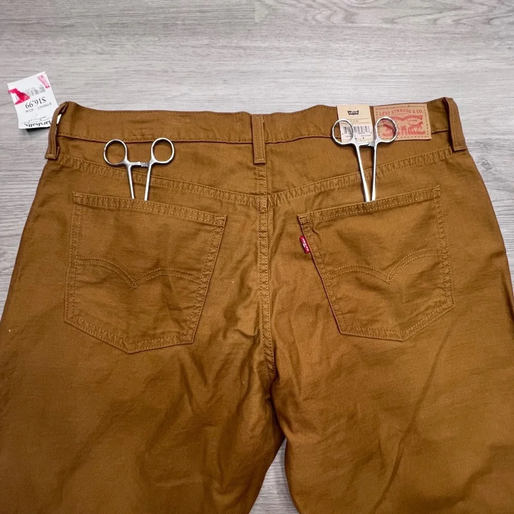 Levis Middy Straight Pants Brown Tobacco Cotton Mid Rise 33x30 NEW